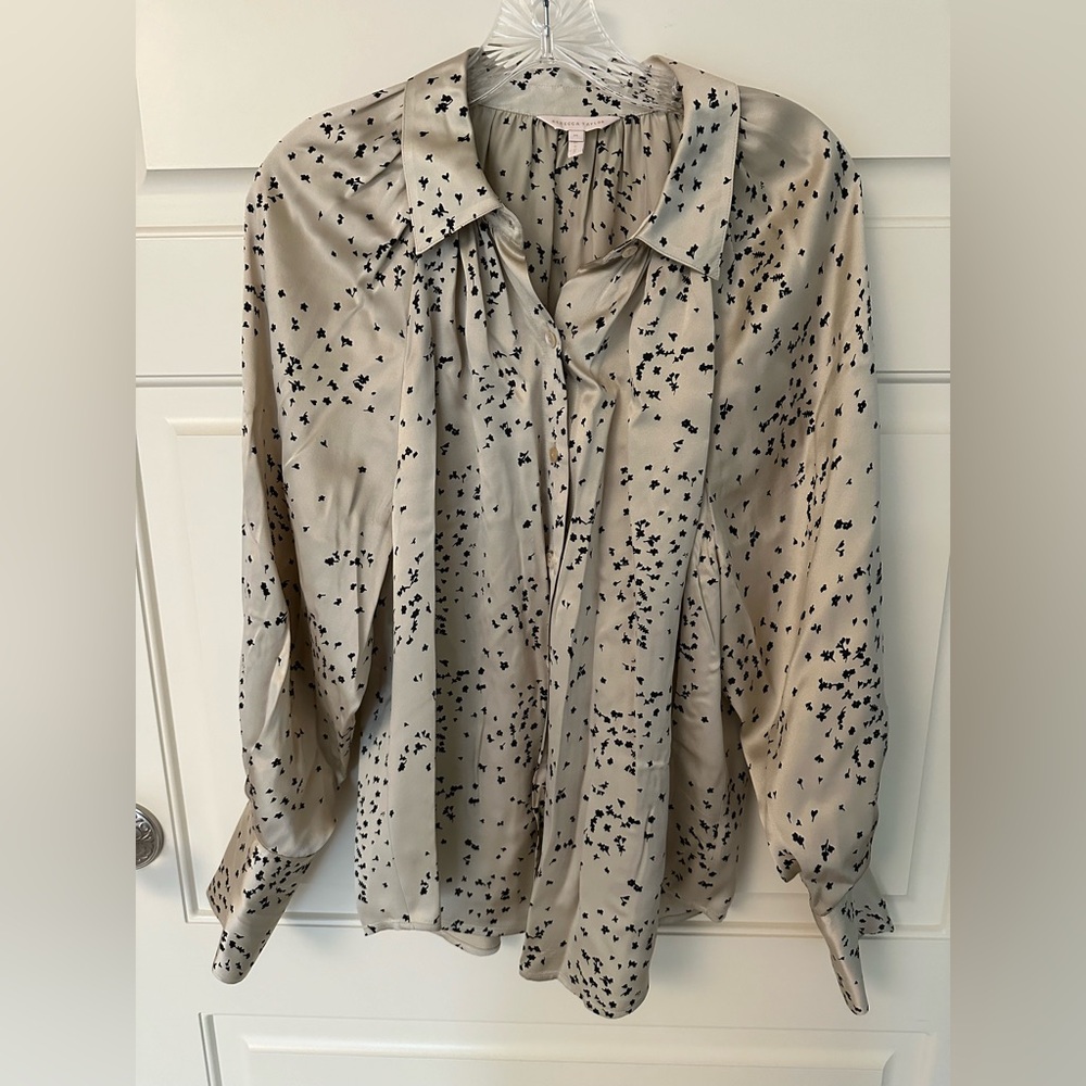 Rebecca Taylor Charm Floral Print 100% Silk Blouse